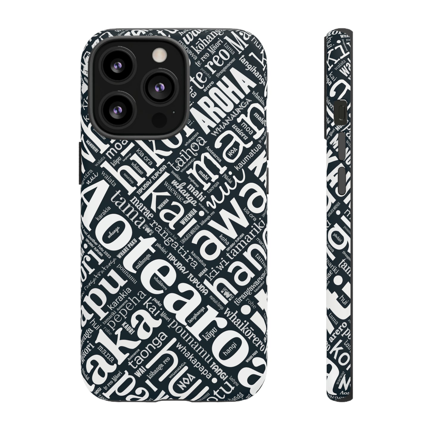 Black Māori Word Art Tough Phone Case for iPhone