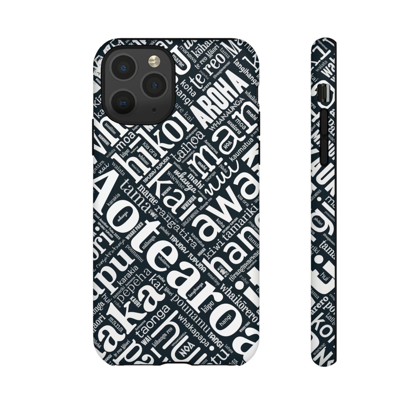 Black Māori Word Art Tough Phone Case for iPhone