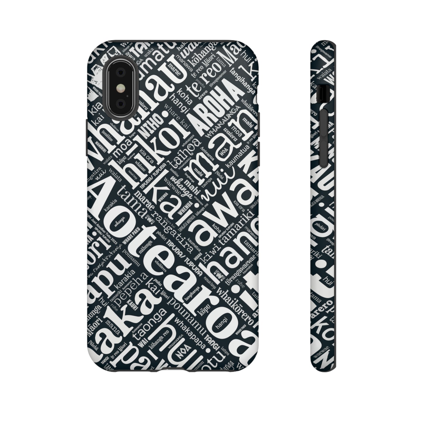 Black Māori Word Art Tough Phone Case for iPhone