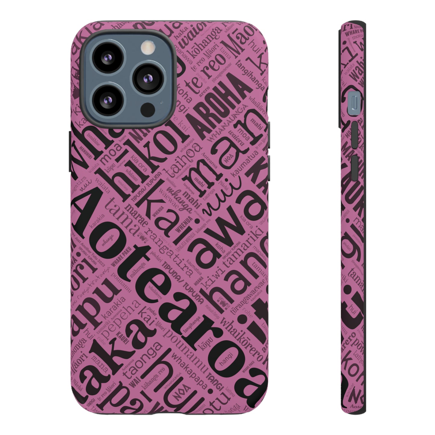 Pink Māori Word Art Tough Phone Case for iPhone