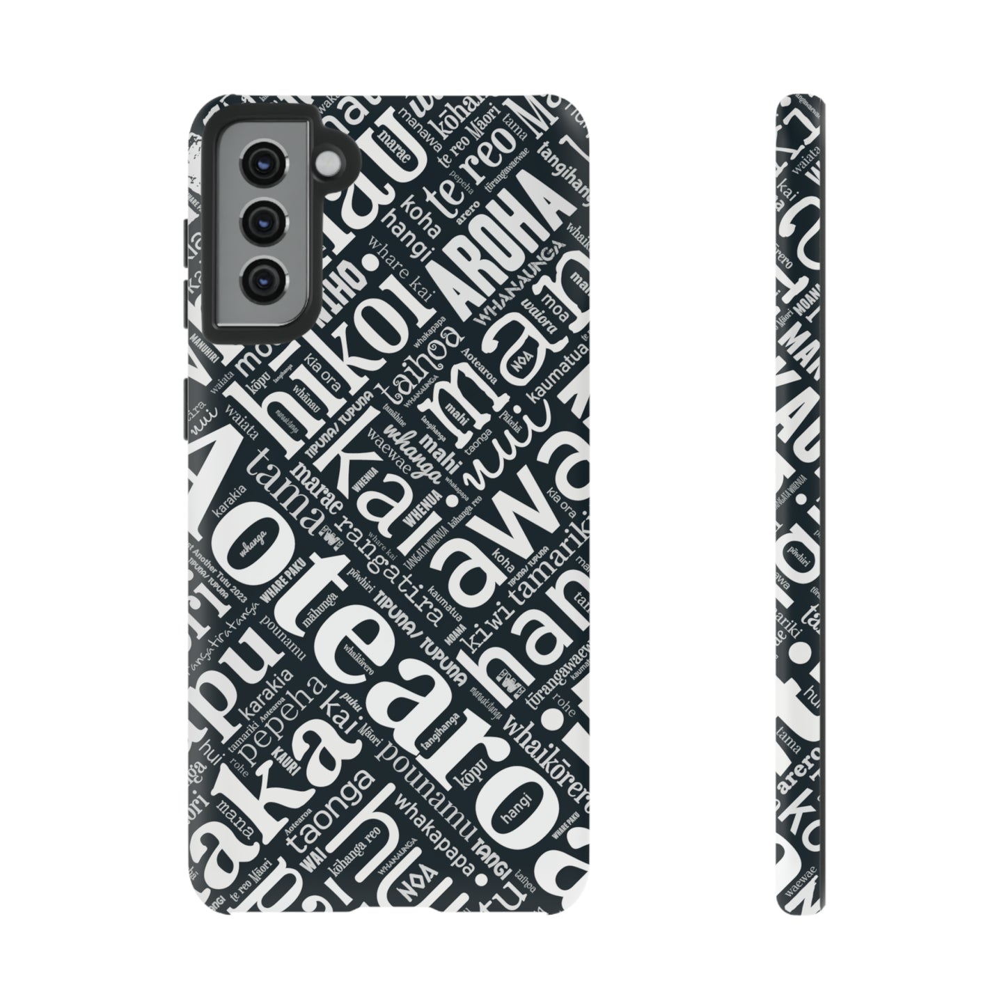 Black Māori Word Art Tough Phone Case for Samsung