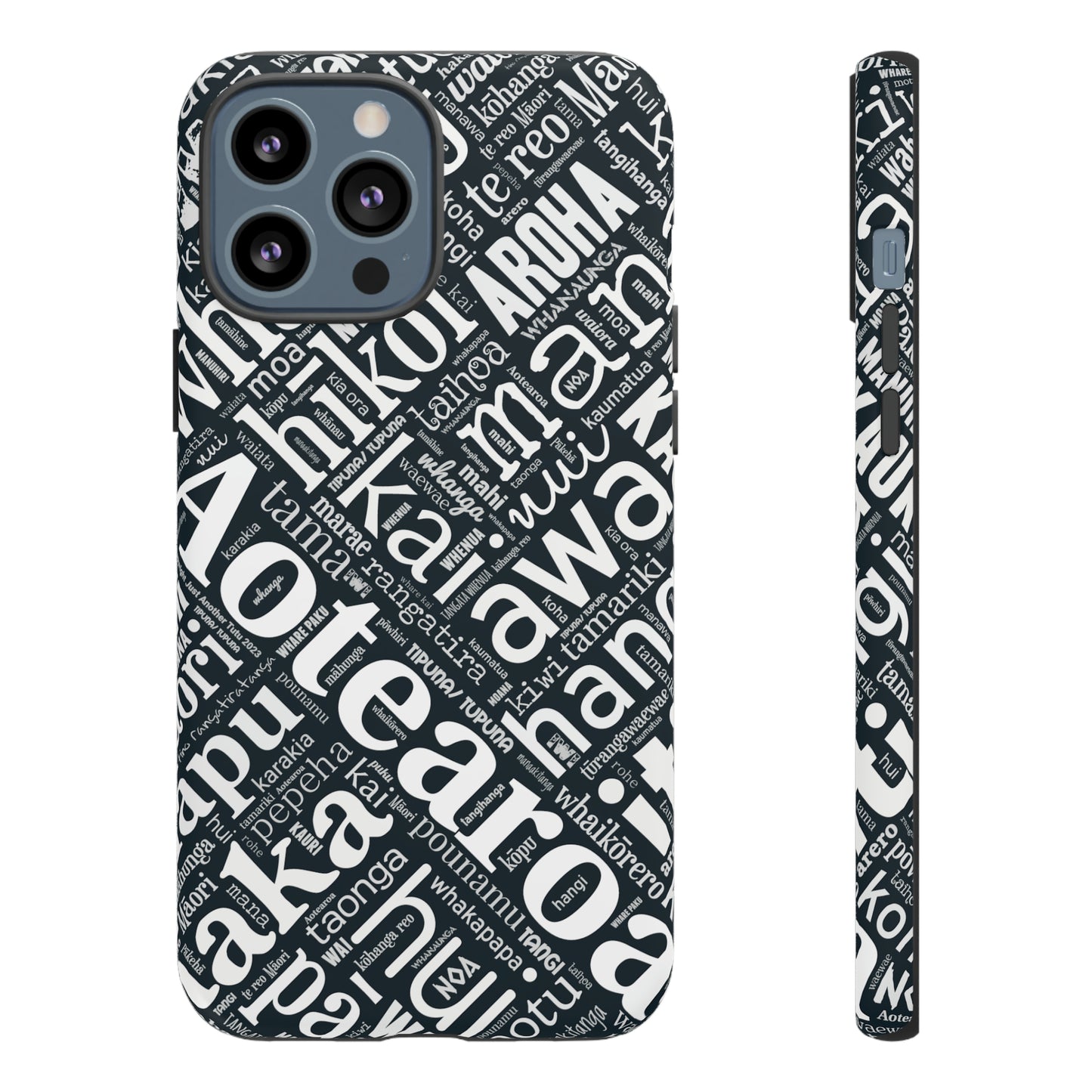 Black Māori Word Art Tough Phone Case for iPhone