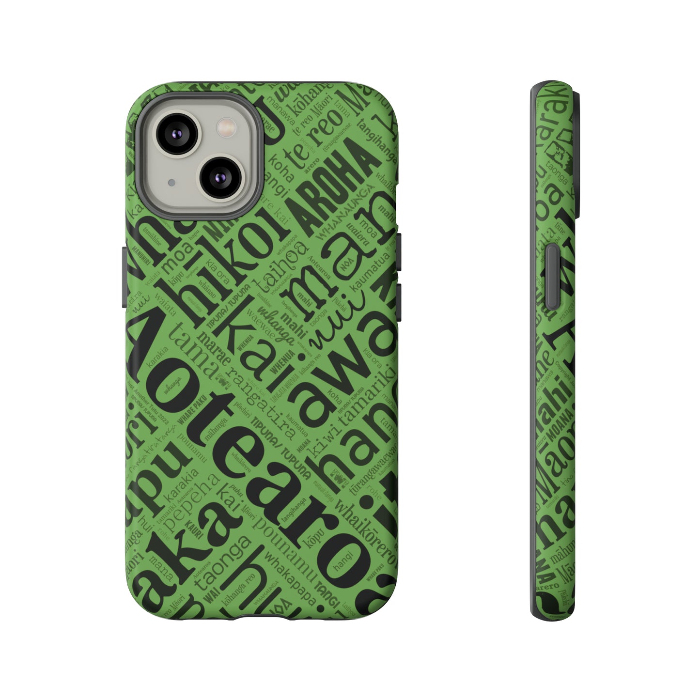 Green Māori Word Art Tough Phone Case for iPhone