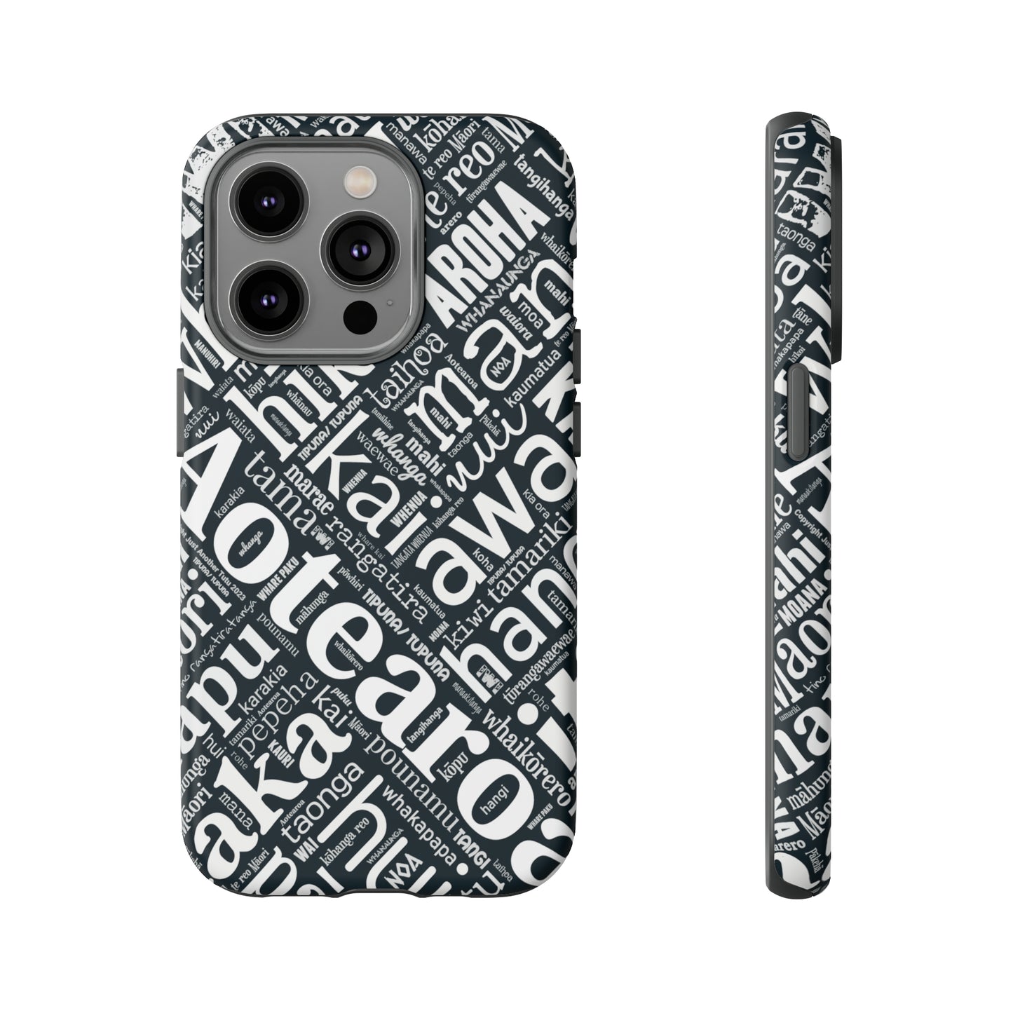 Black Māori Word Art Tough Phone Case for iPhone