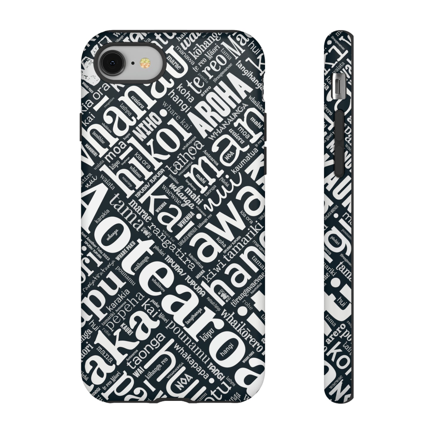 Black Māori Word Art Tough Phone Case for iPhone