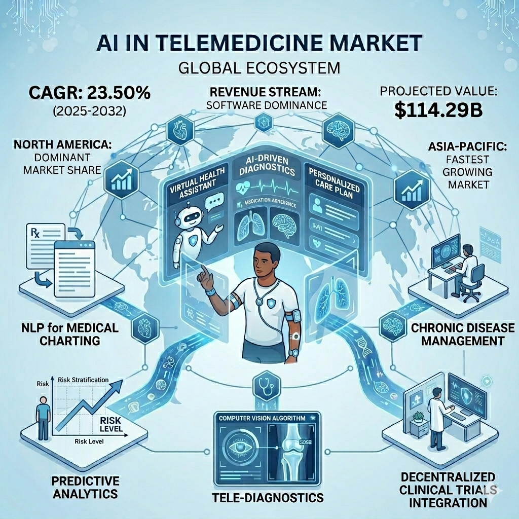 遠隔医療におけるAI市場:2024年~2032年の規模、シェア、業界動向