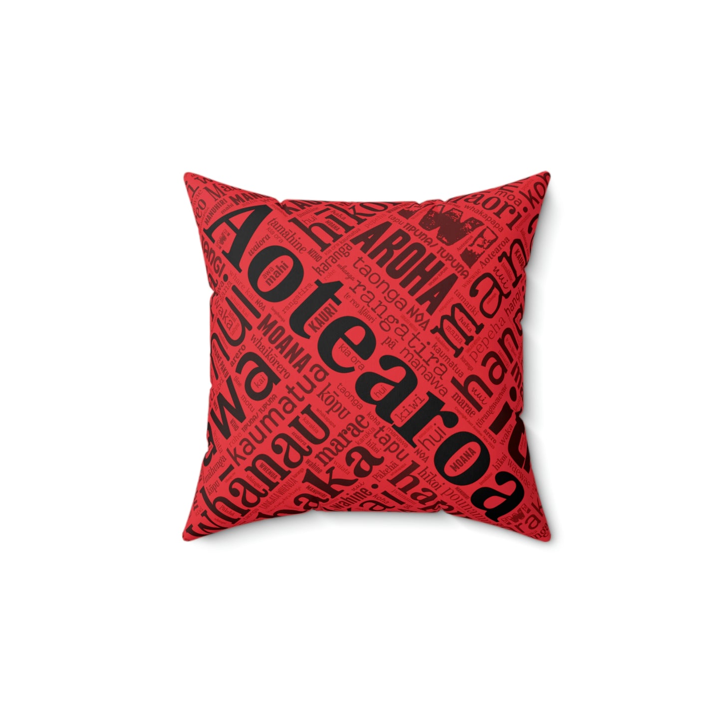 Red Māori Word Art Square Pillow