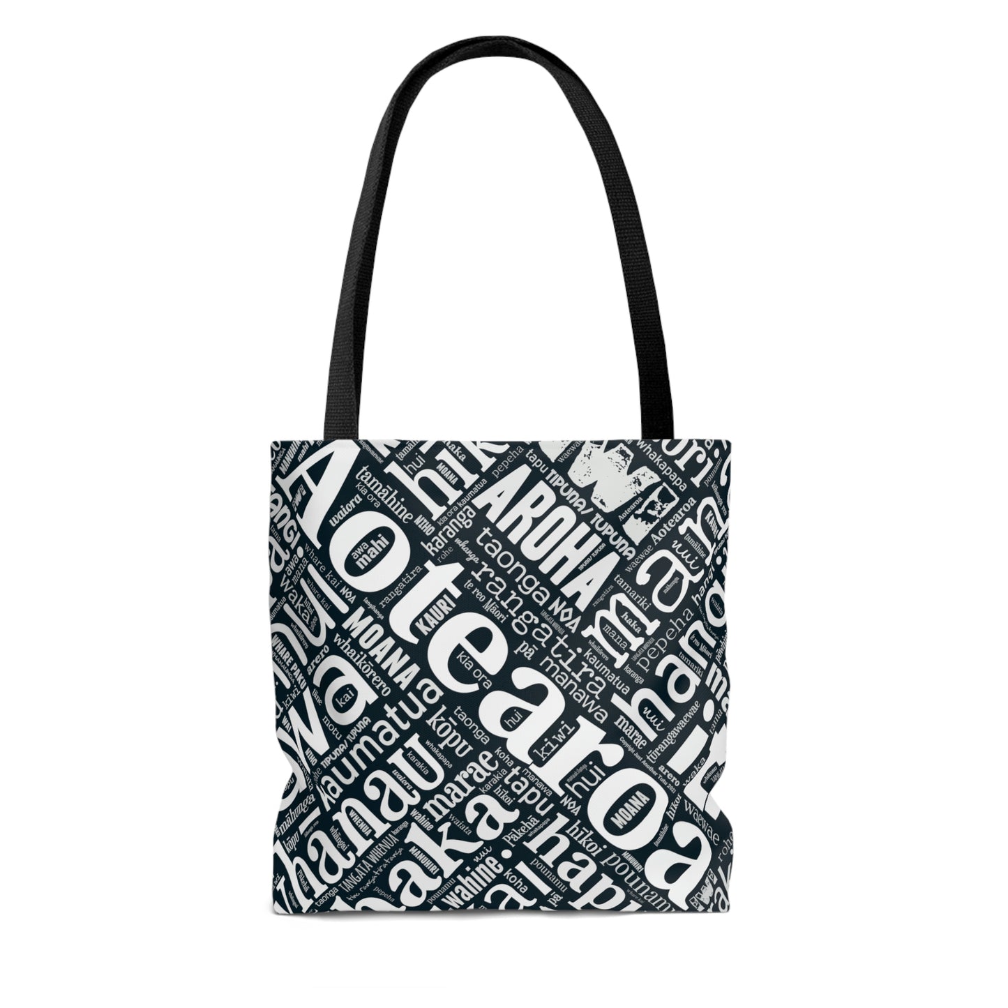 Black Māori Word Art Tote Bag
