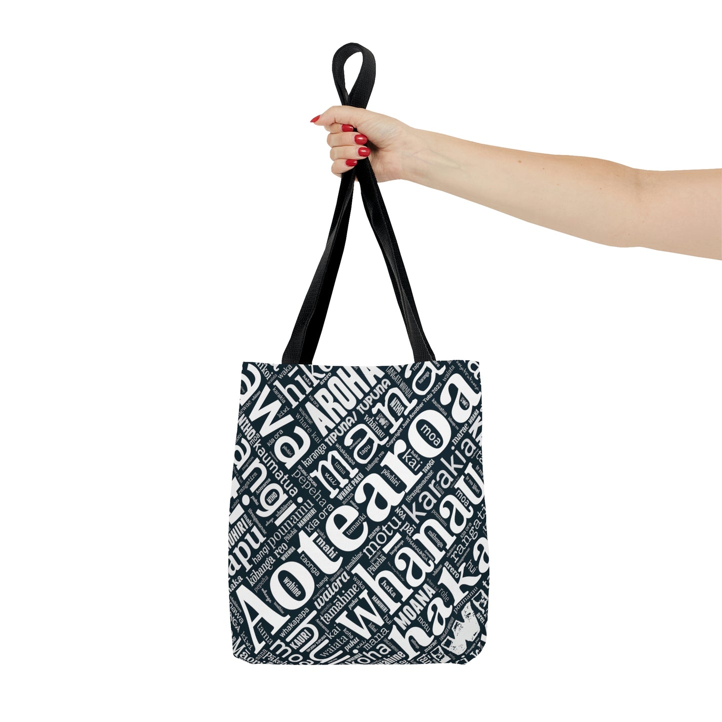 Black Māori Word Art Tote Bag