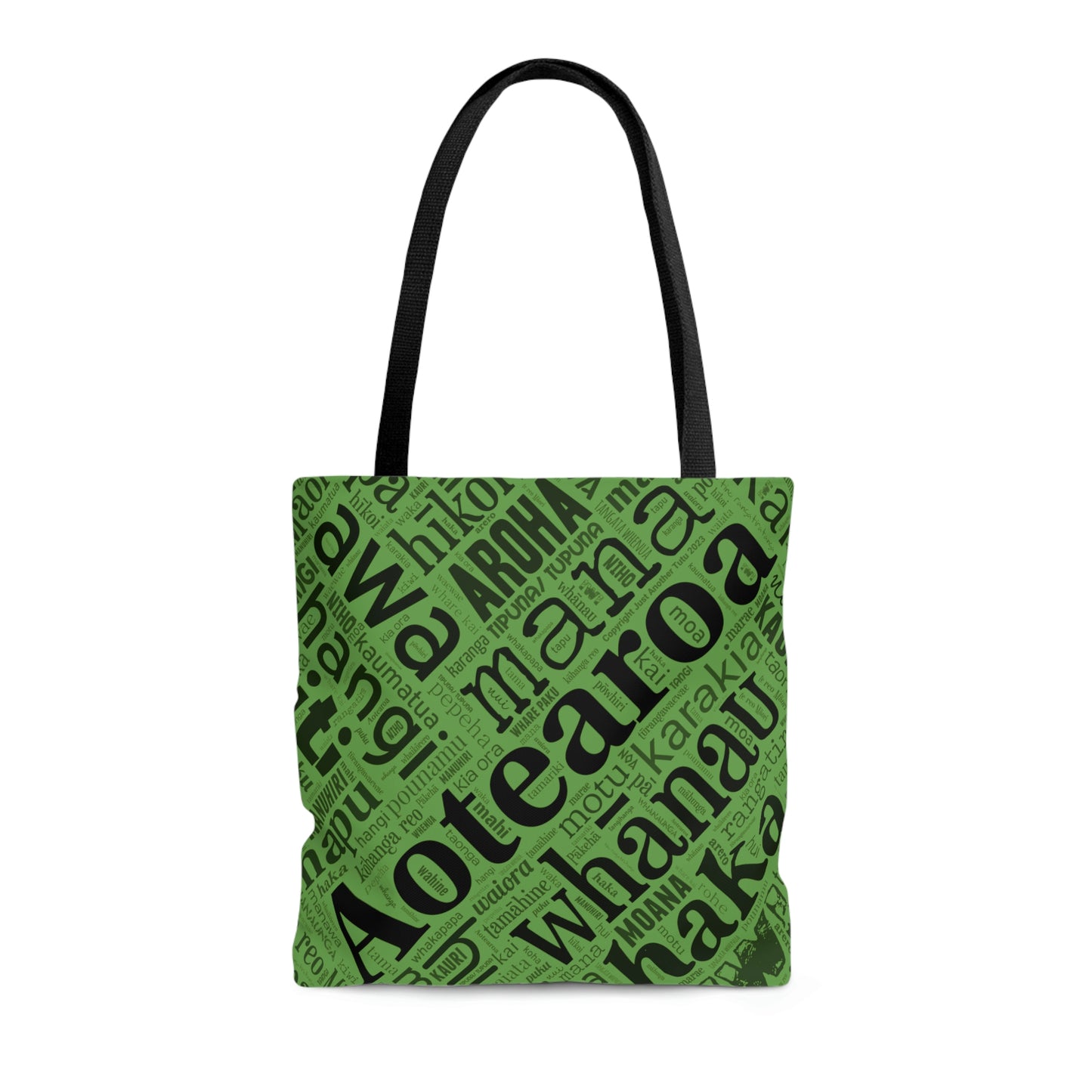 Green Māori Word Art Tote Bag