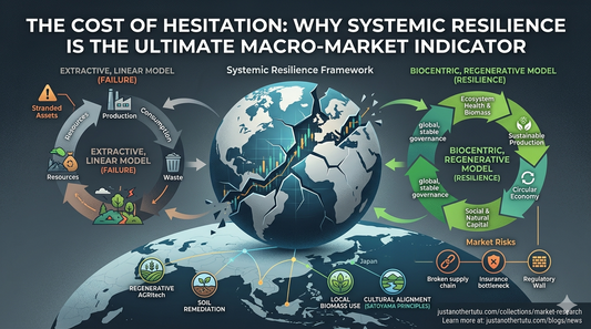 A detailed global market research infographic from JAT - MVP Journeys ® demonstrating why systemic resilience and local biomass health are the ultimate corporate risk metrics.