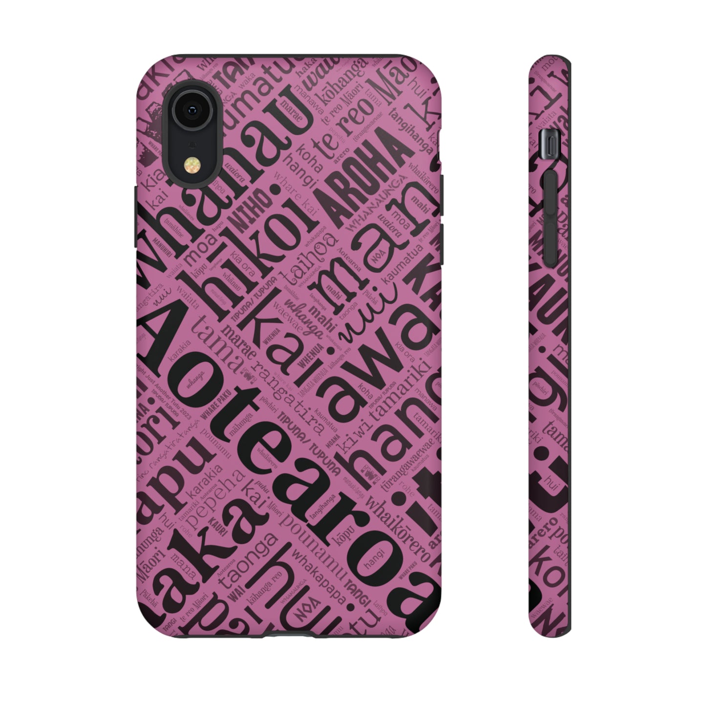 Pink Māori Word Art Tough Phone Case for iPhone