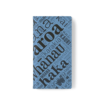 Light Blue Māori Word Art Flip Cases