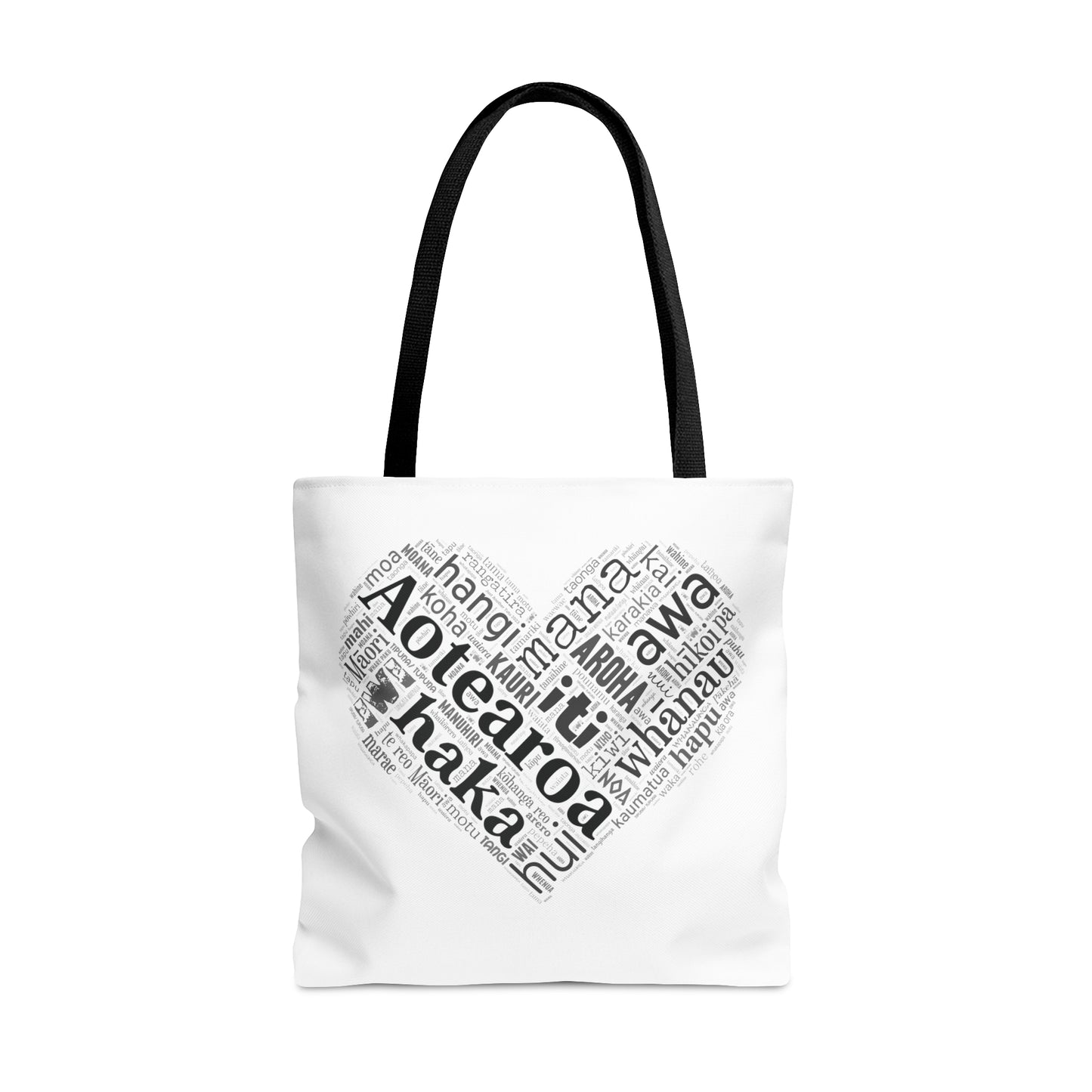 Māori Word Art Heart Tote Bag