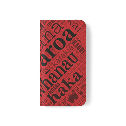 Red Māori Word Art Flip Cases