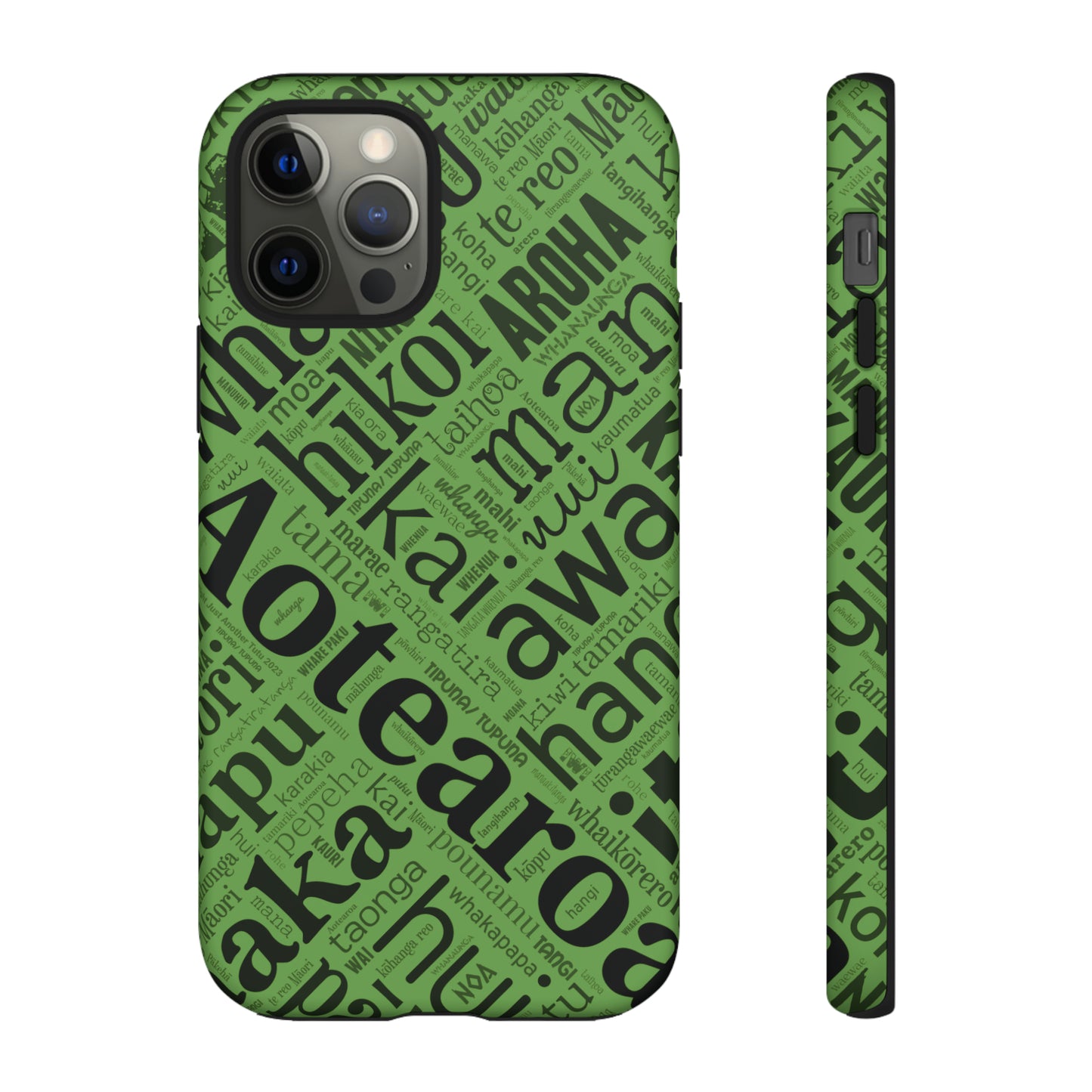 Green Māori Word Art Tough Phone Case for iPhone