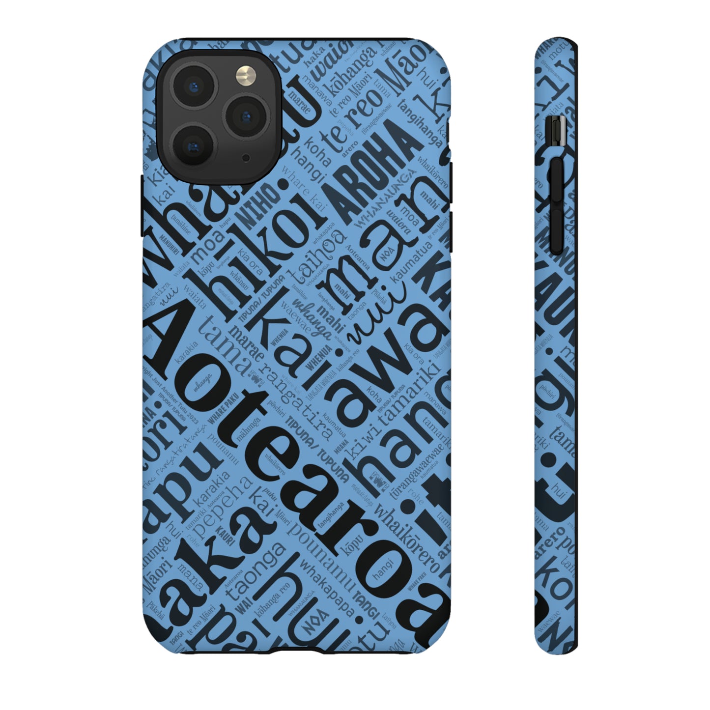 Light Blue Māori Word Art Tough Phone Case for iPhone