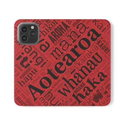 Red Māori Word Art Flip Cases