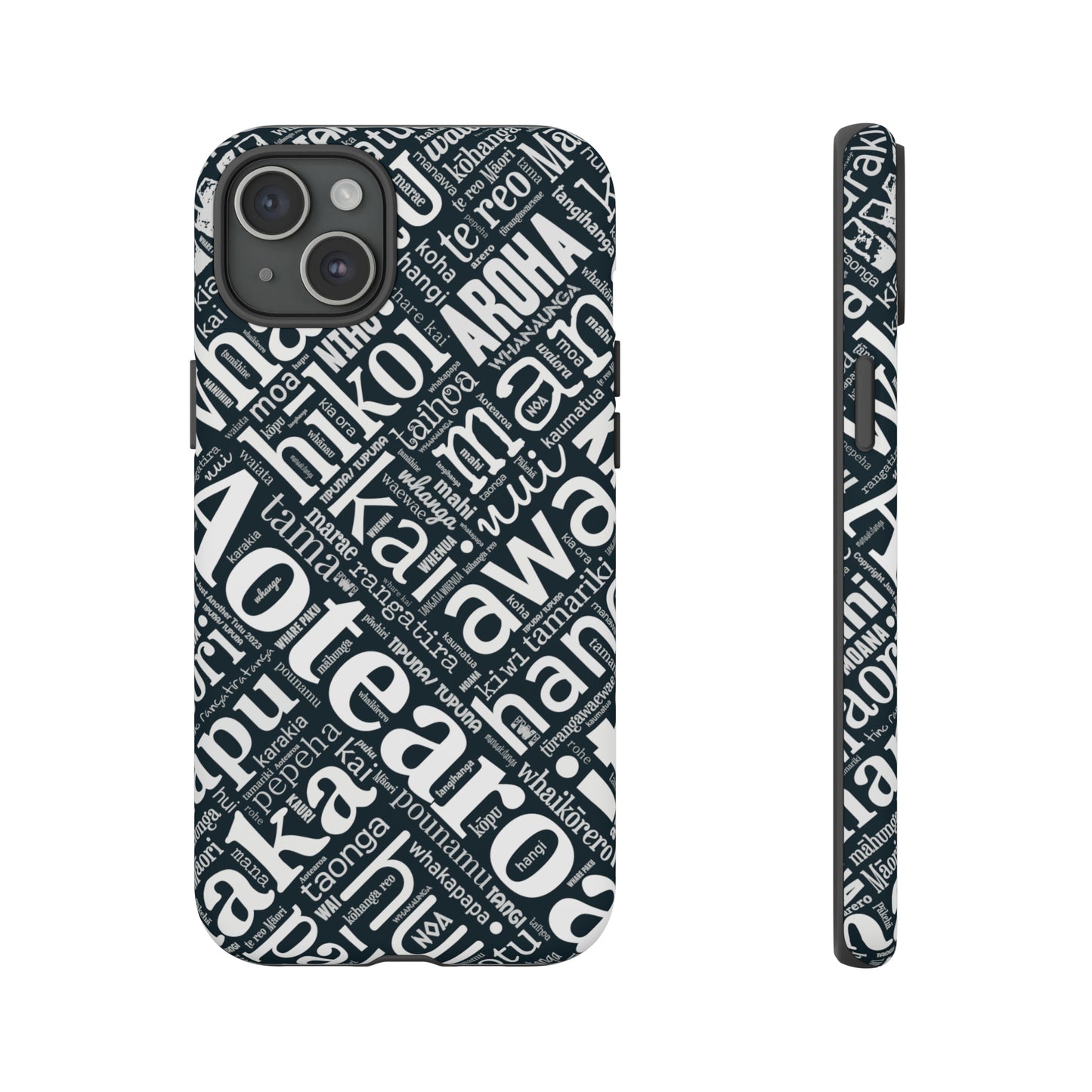 Black Māori Word Art Tough Phone Case for iPhone