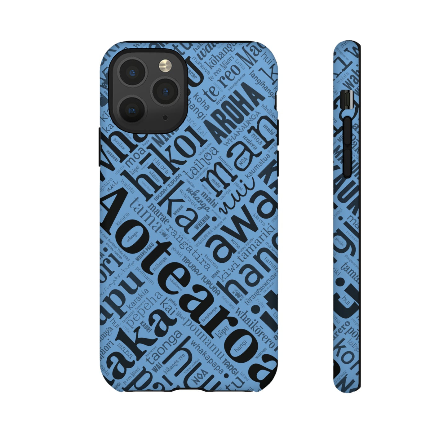 Light Blue Māori Word Art Tough Phone Case for iPhone