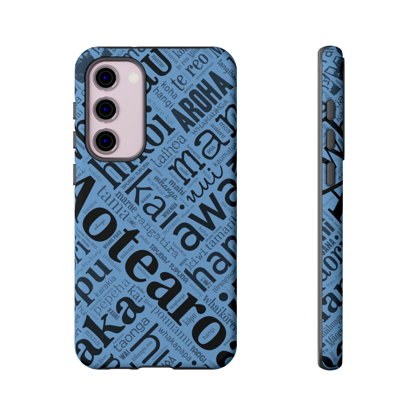 Light Blue Māori Word Art Tough Phone Case for Samsung