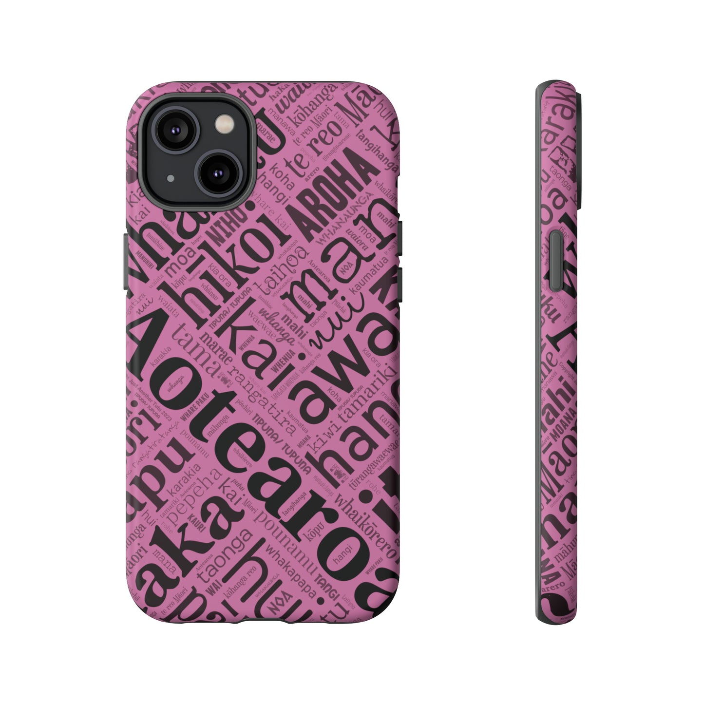 Pink Māori Word Art Tough Phone Case for iPhone