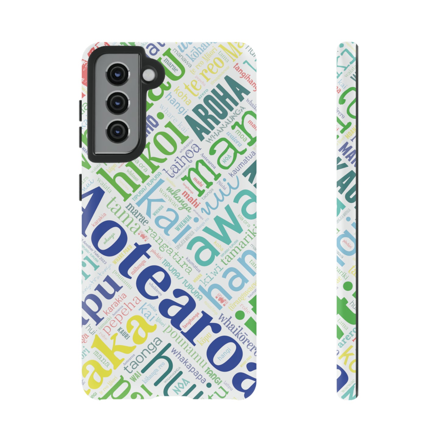 Rainbow White Māori Word Art Tough Phone Case for Samsung