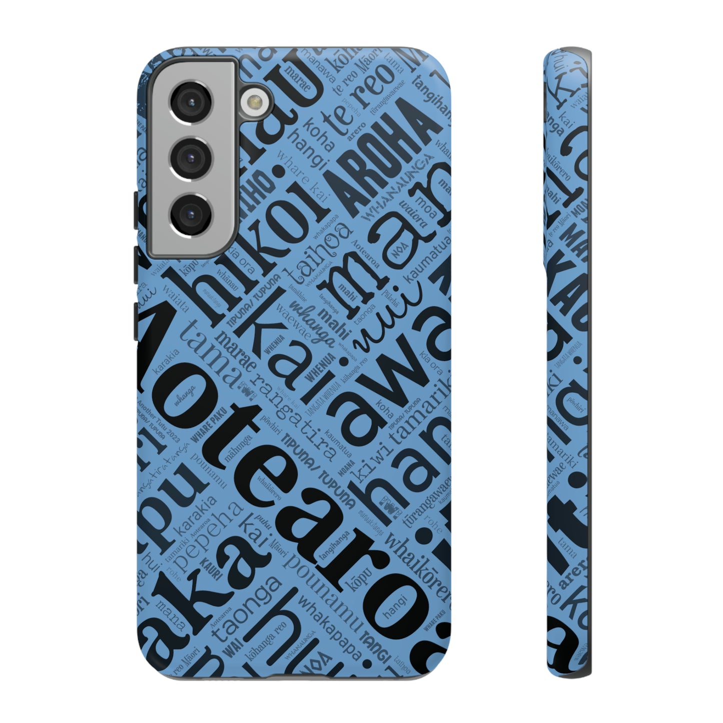 Light Blue Māori Word Art Tough Phone Case for Samsung