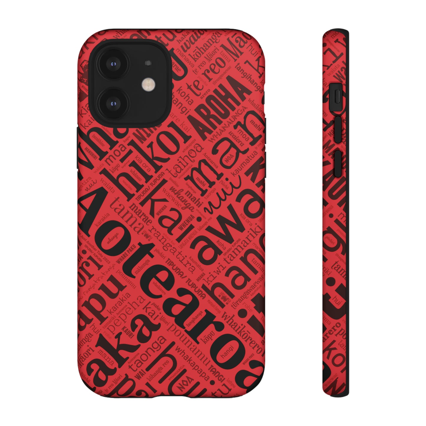 Red Māori Word Art Tough Phone Case for iPhone