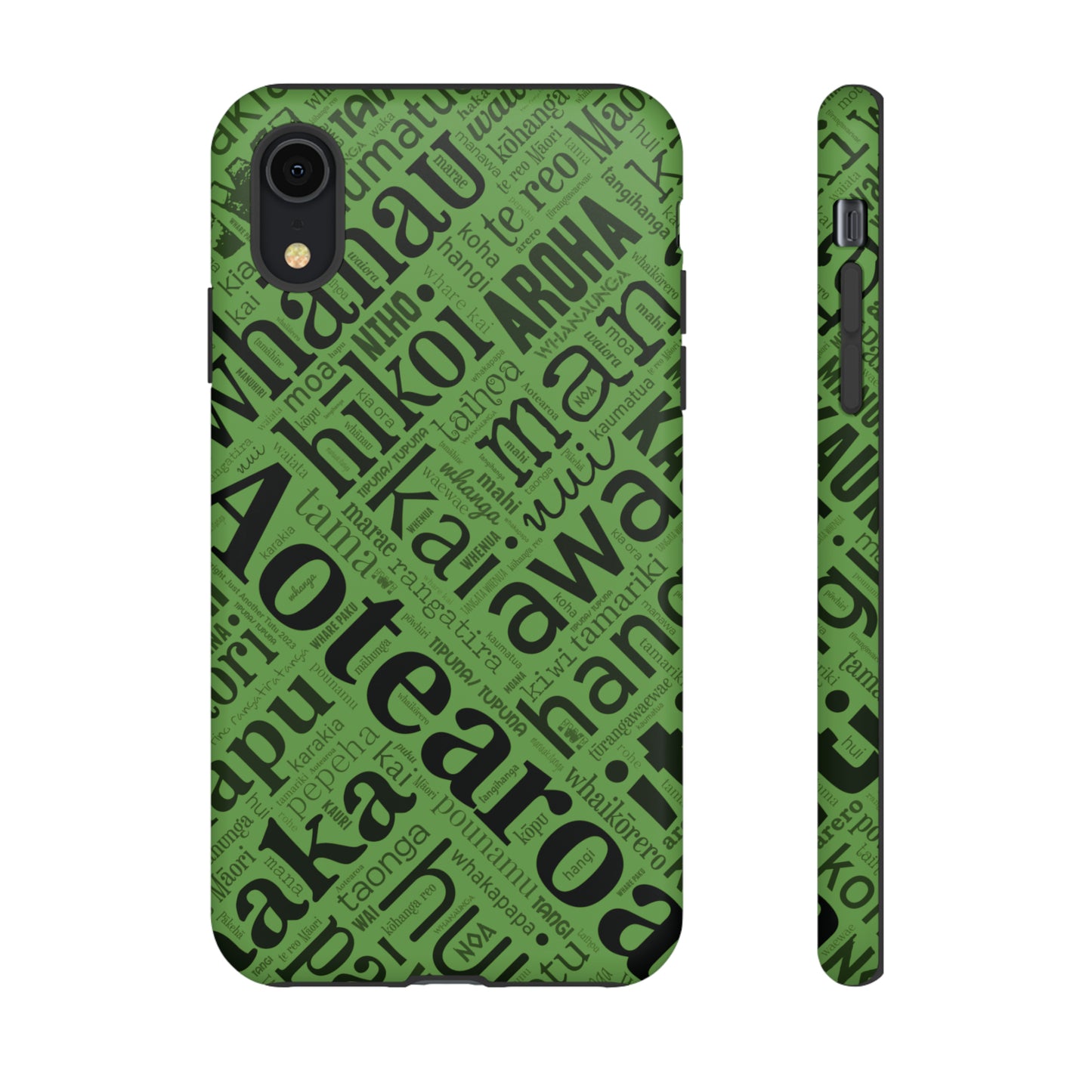 Green Māori Word Art Tough Phone Case for iPhone