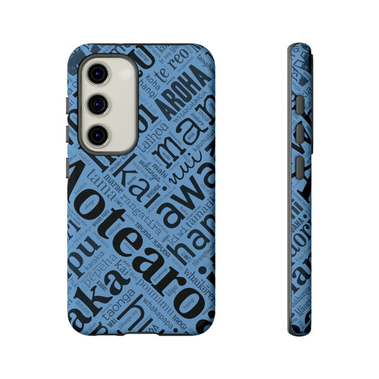 Light Blue Māori Word Art Tough Phone Case for Samsung