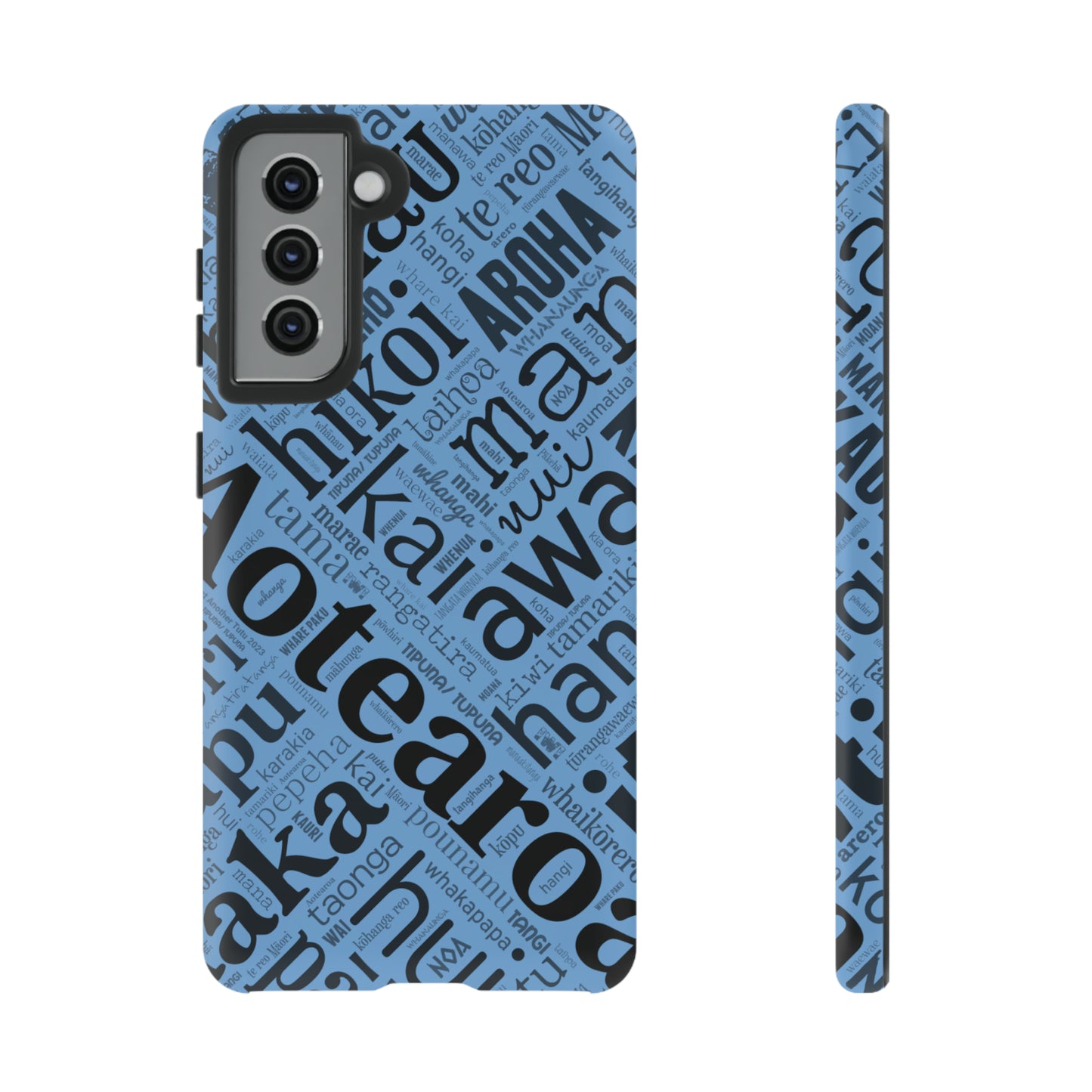 Light Blue Māori Word Art Tough Phone Case for Samsung