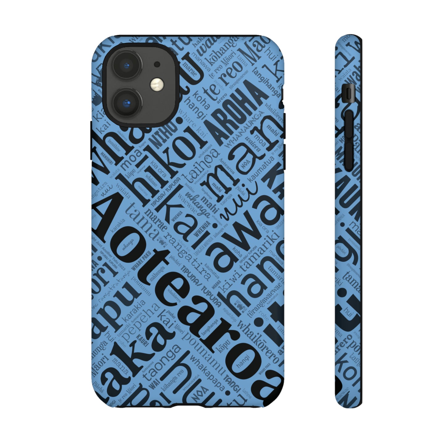 Light Blue Māori Word Art Tough Phone Case for iPhone