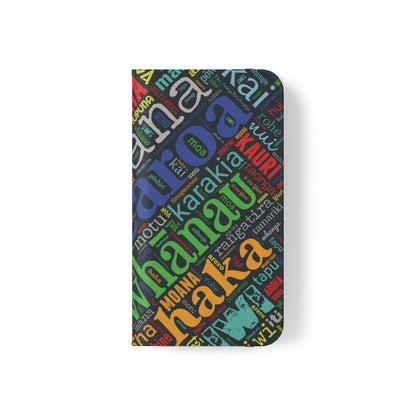 Rainbow Black Māori Word Art Flip Cases