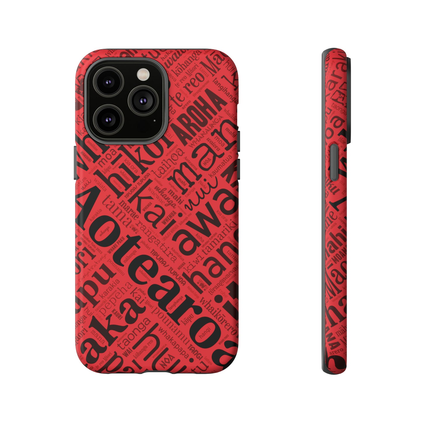 Red Māori Word Art Tough Phone Case for iPhone