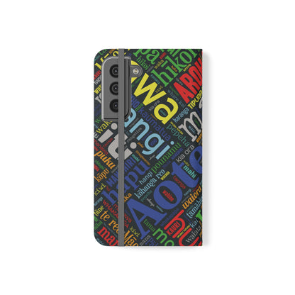 Rainbow Black Māori Word Art Flip Cases