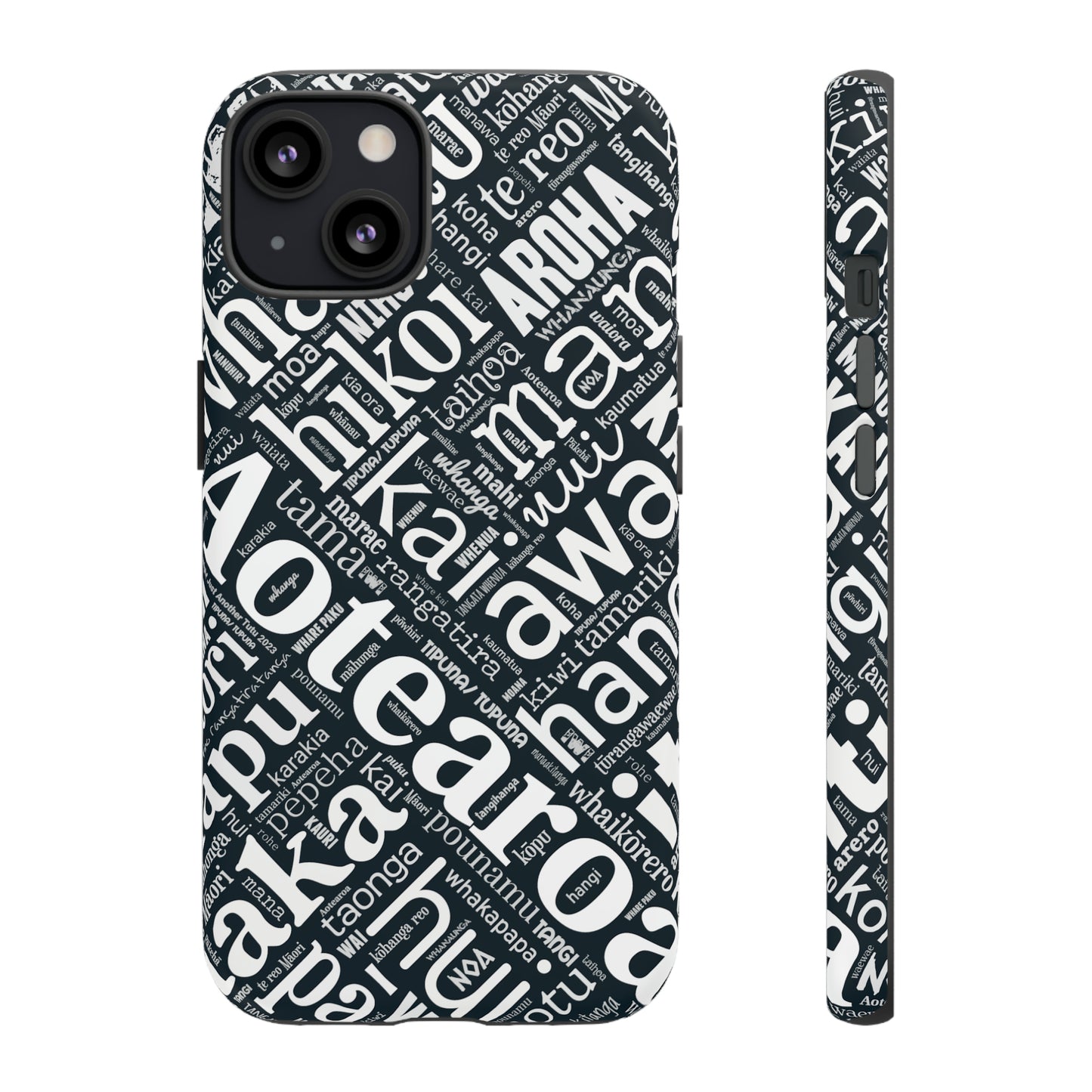 Black Māori Word Art Tough Phone Case for iPhone