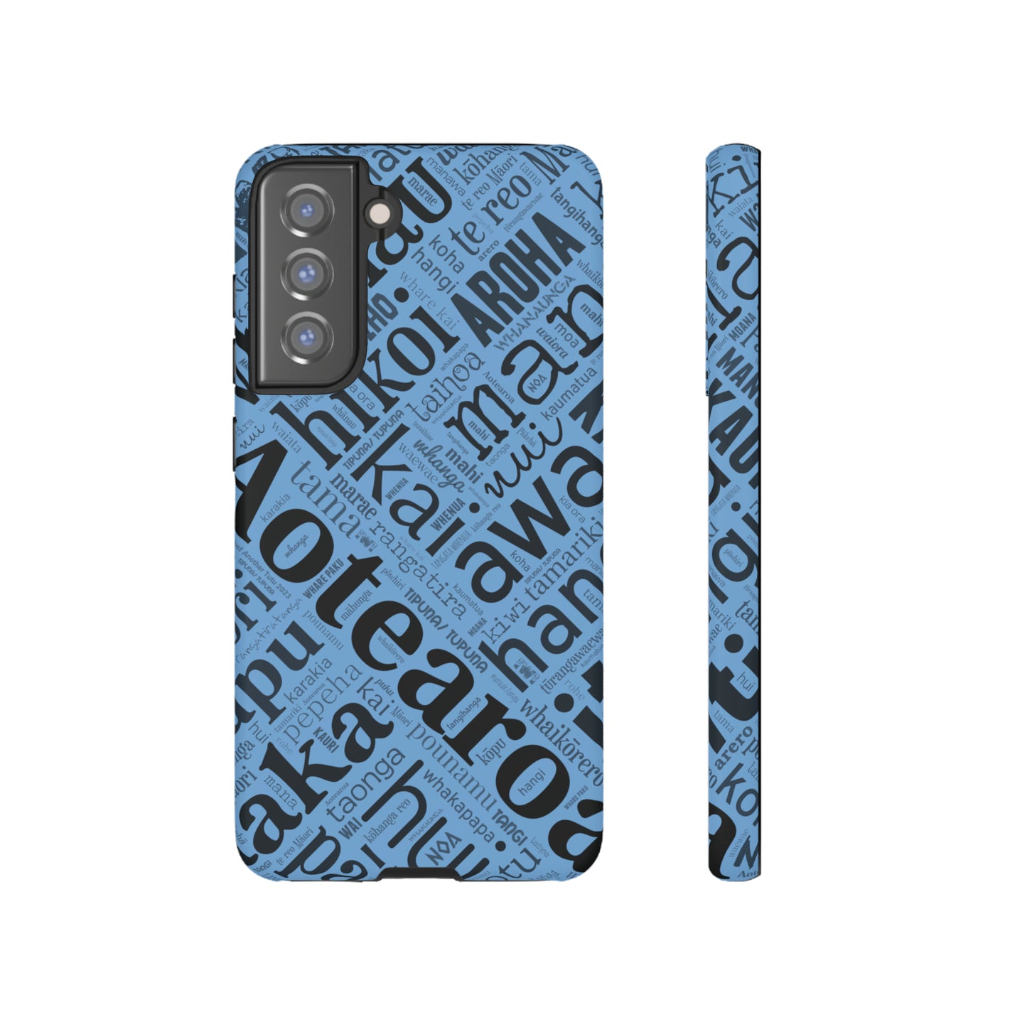 Light Blue Māori Word Art Tough Phone Case for Samsung