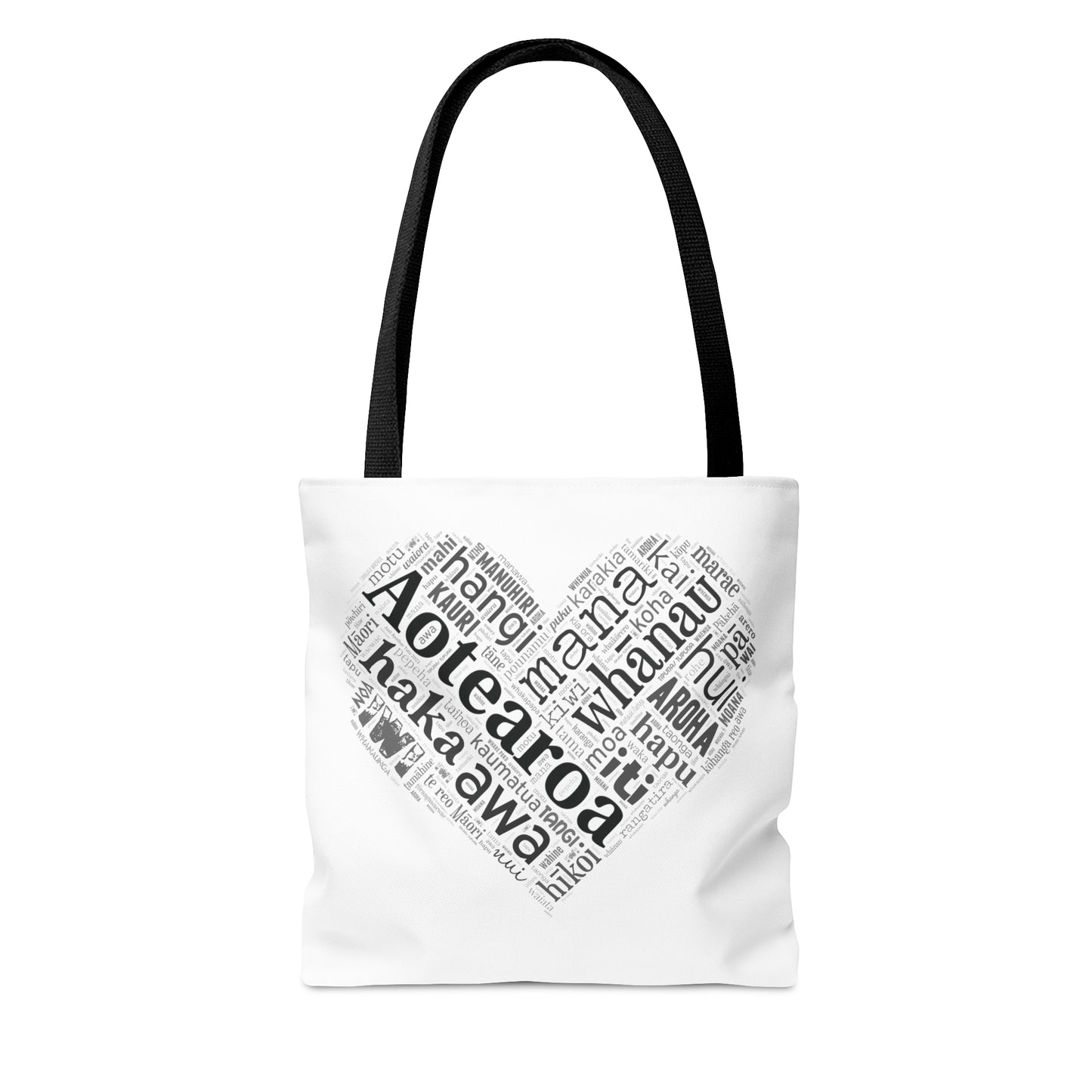 Māori Word Art Heart Tote Bag