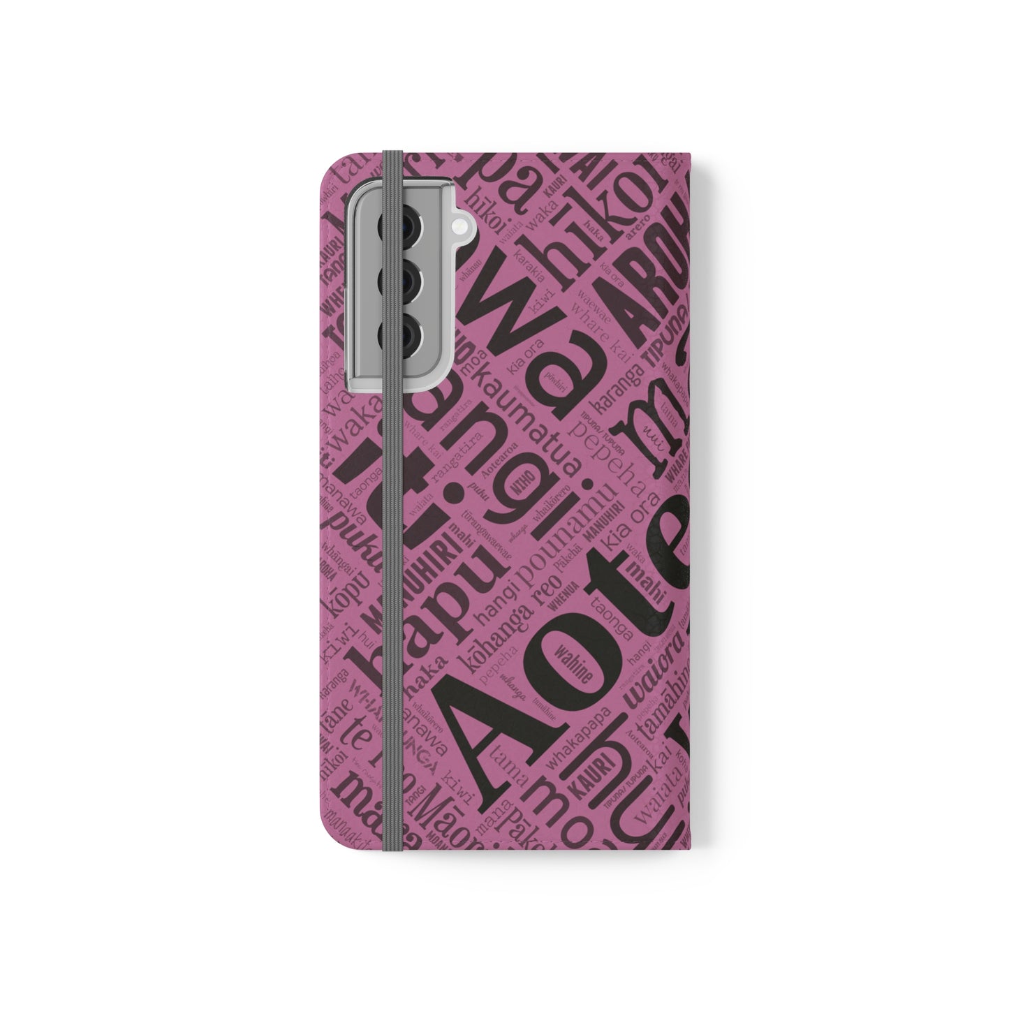 Pink Māori Word Art Flip Cases