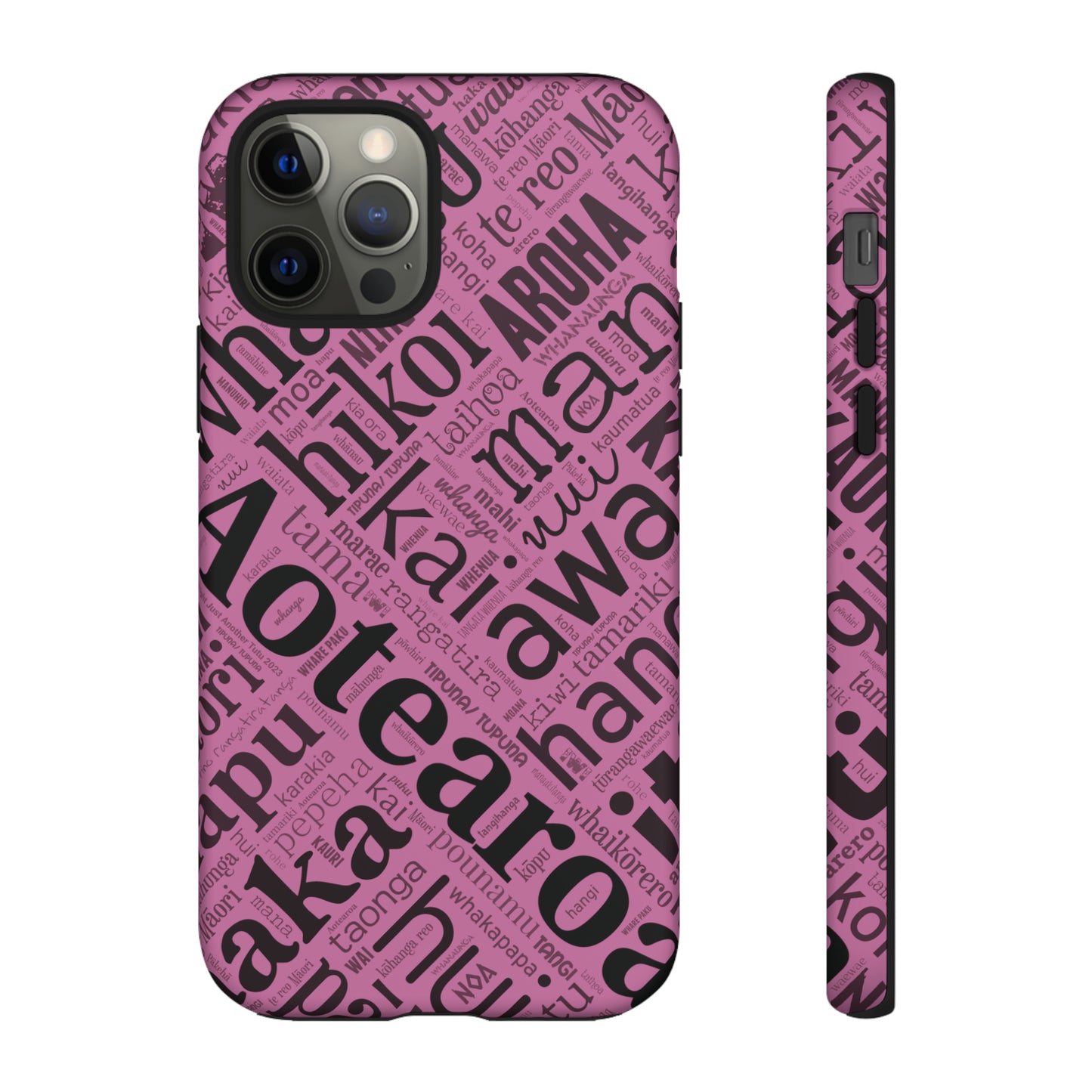 Pink Māori Word Art Tough Phone Case for iPhone