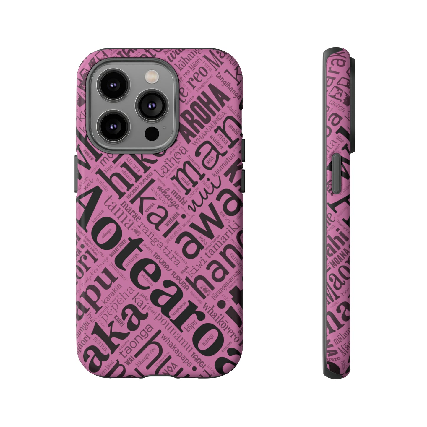 Pink Māori Word Art Tough Phone Case for iPhone