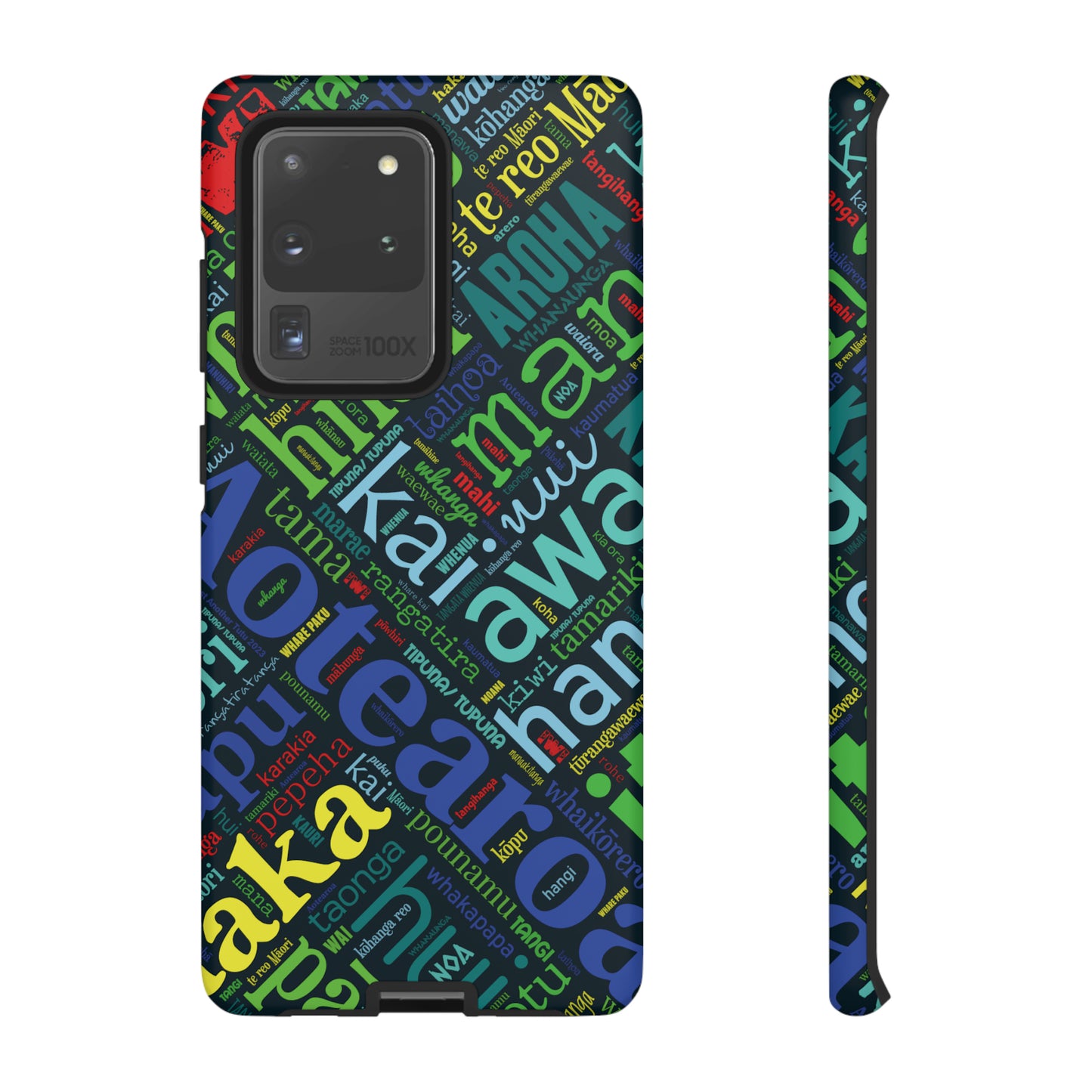 Rainbow Black Māori Word Art Tough Phone Case for Samsung