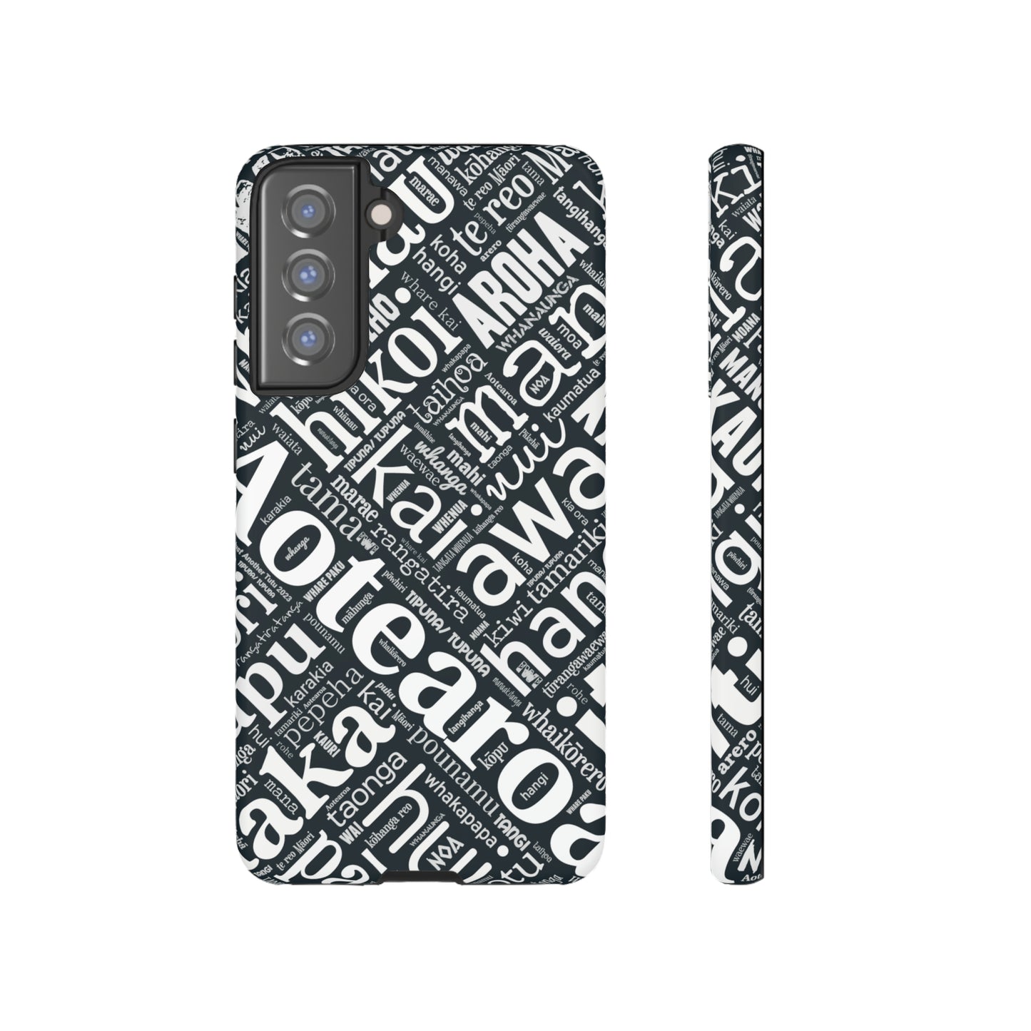 Black Māori Word Art Tough Phone Case for Samsung