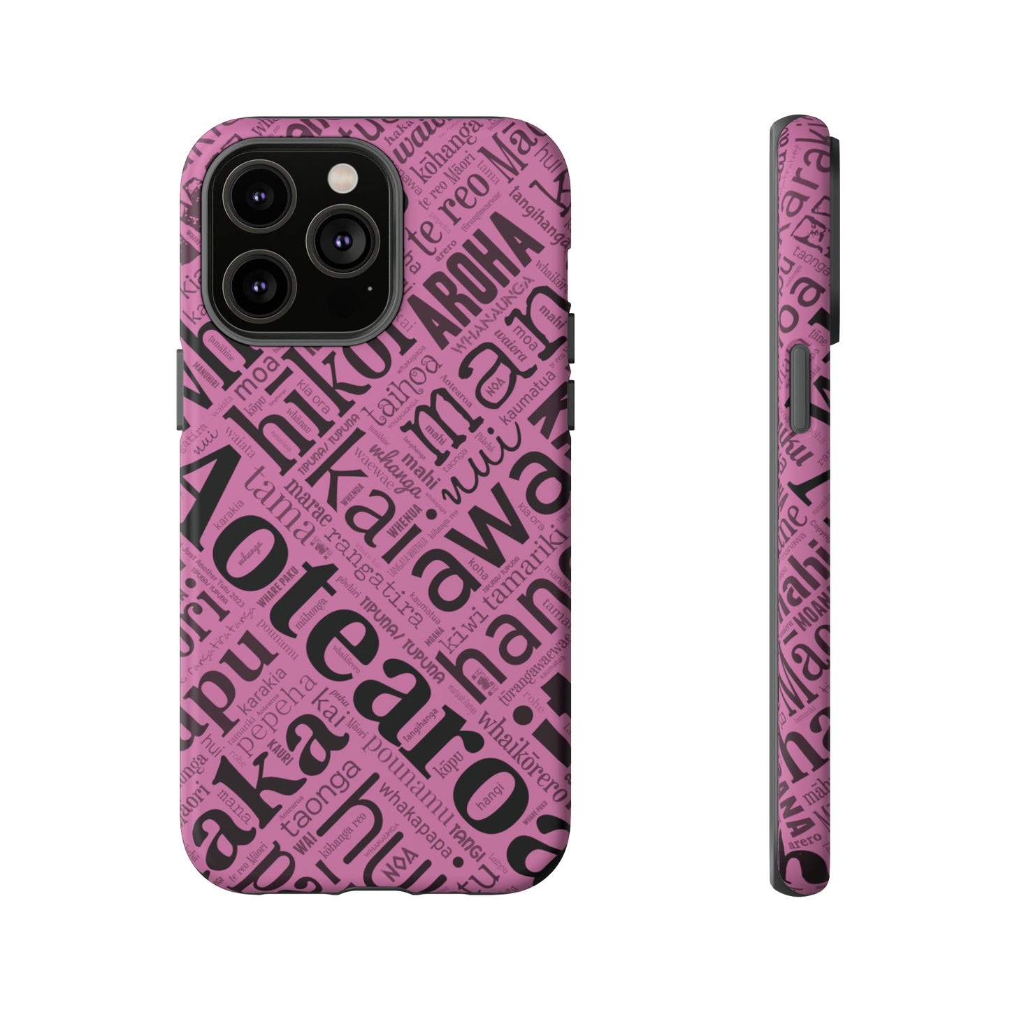 Pink Māori Word Art Tough Phone Case for iPhone