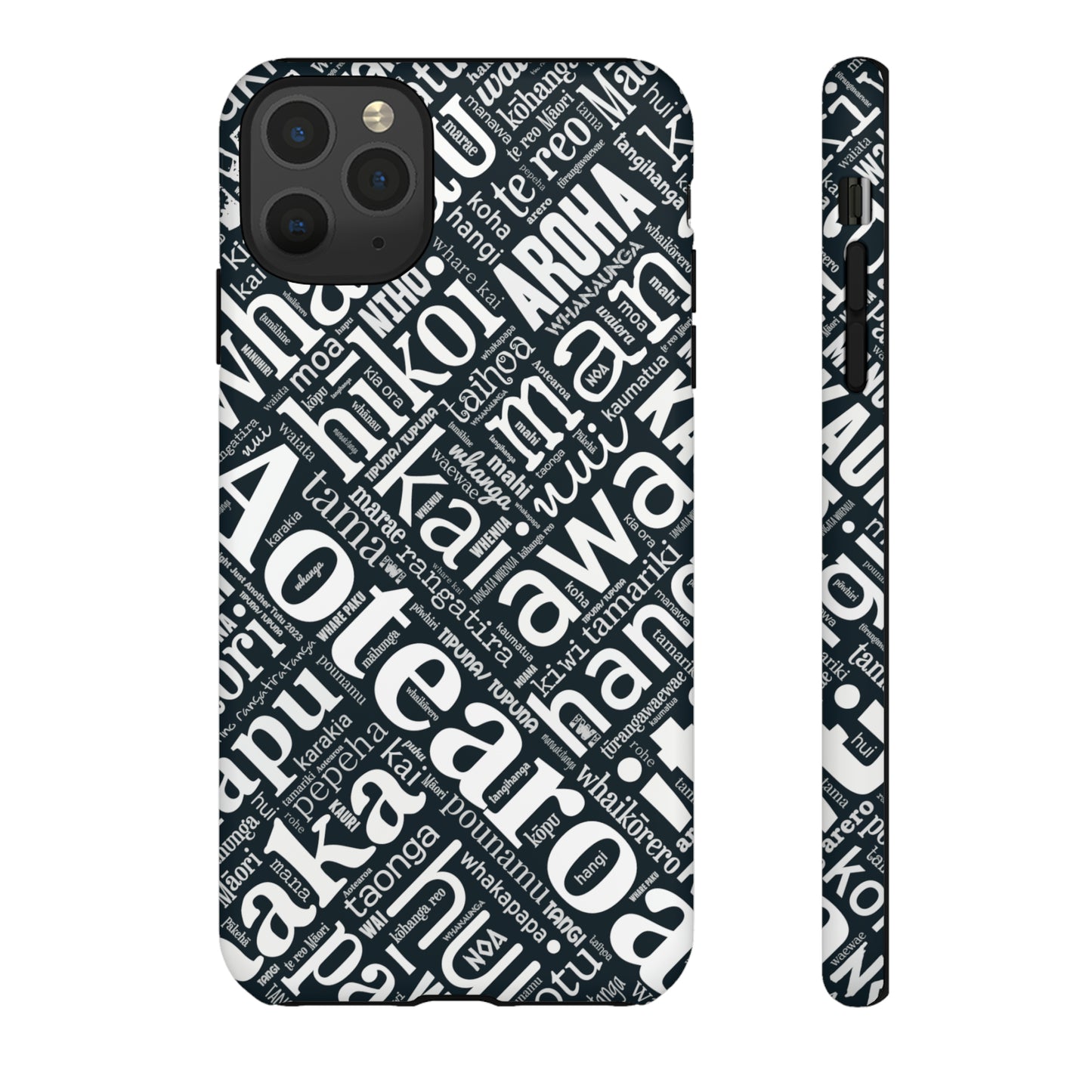 Black Māori Word Art Tough Phone Case for iPhone