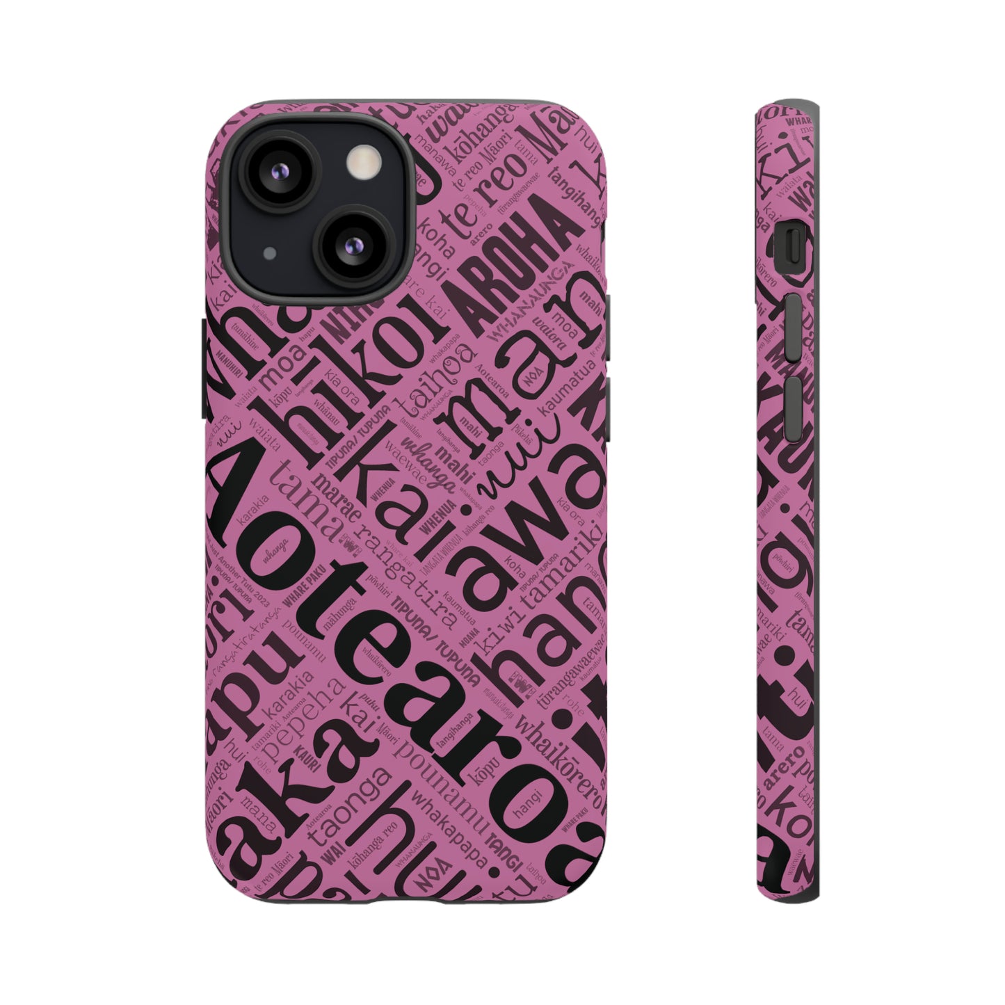 Pink Māori Word Art Tough Phone Case for iPhone