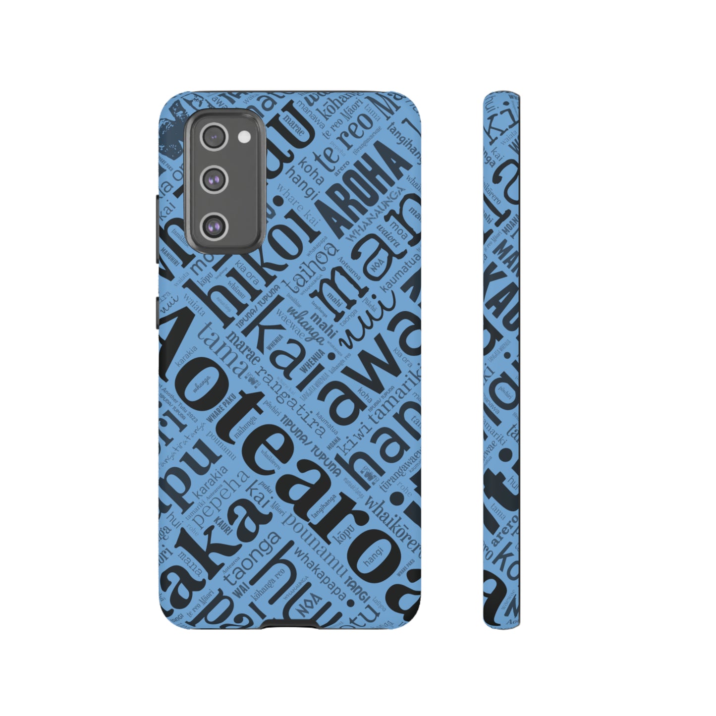 Light Blue Māori Word Art Tough Phone Case for Samsung