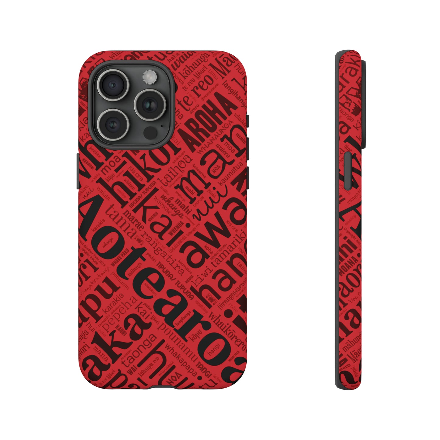 Red Māori Word Art Tough Phone Case for iPhone