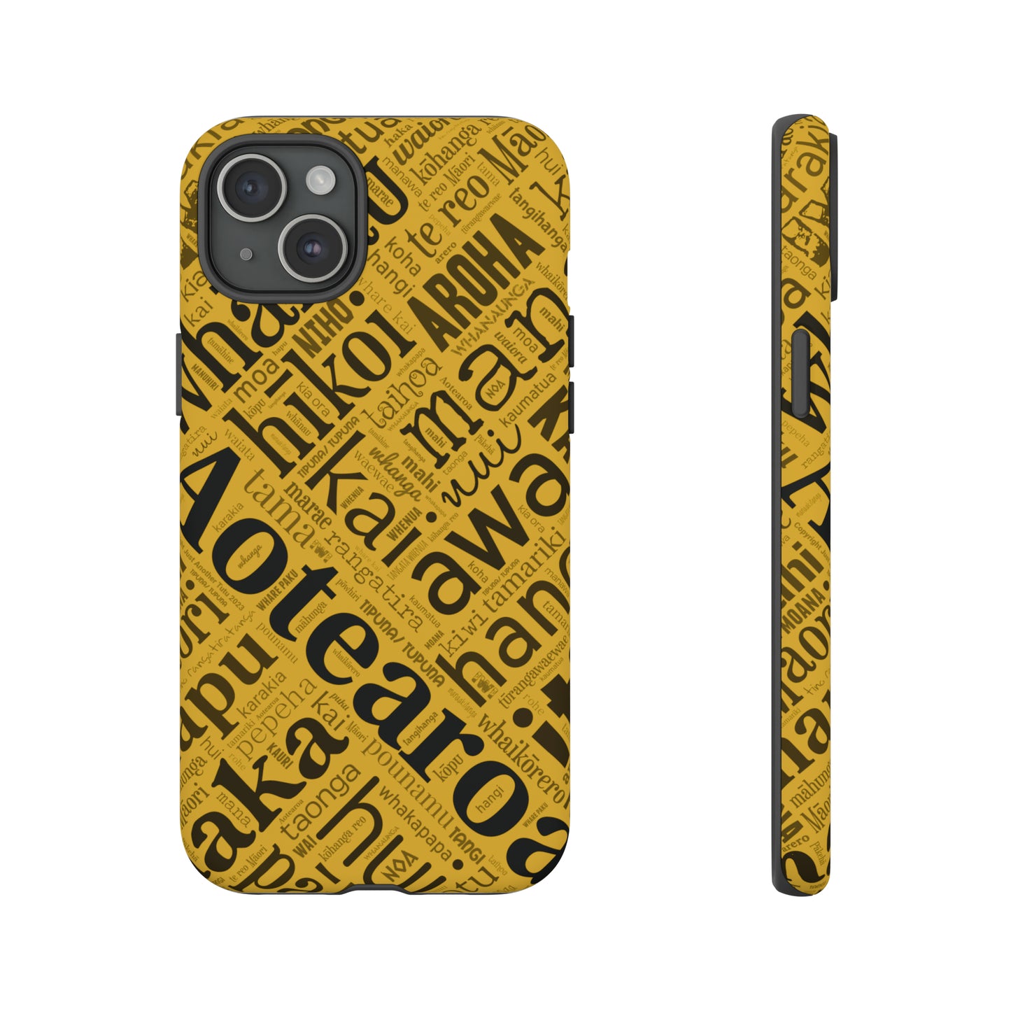 Yellow Māori Word Art Tough Phone Case for iPhone